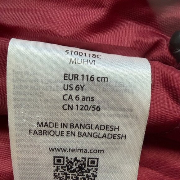 🌈 Reima 🌈 Girls' waterproof hooded jacket Muhvu Jam Red - Picture 12 of 16